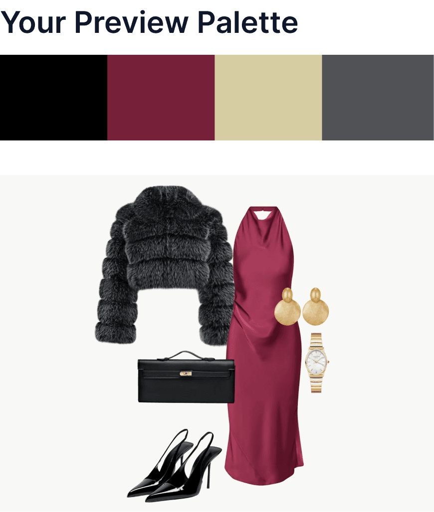 Clothing items matching color palette